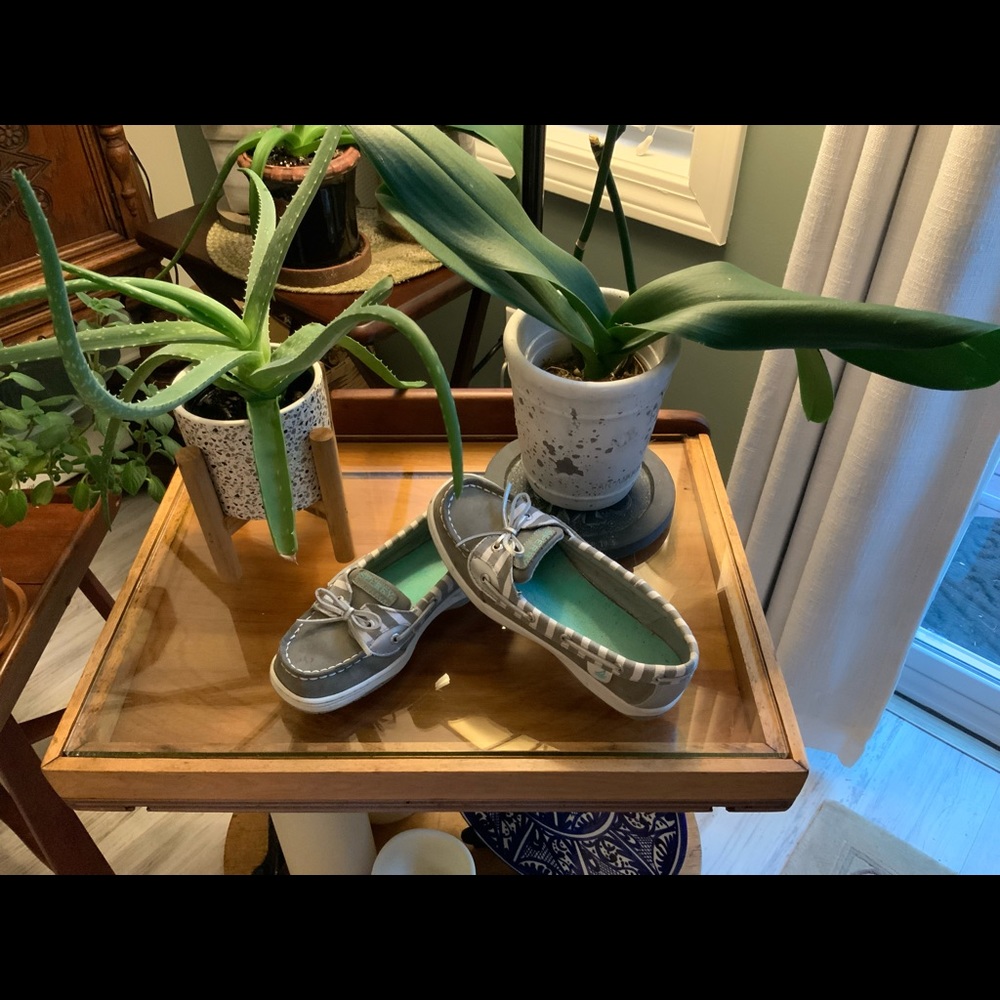Sperry Boat-Shoes Gray w/ Dark Gray Stripe 5.5M